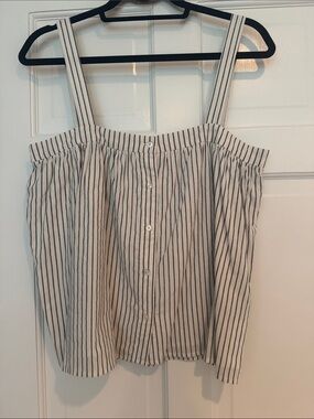 Jenni Kayne White and Black Striped Button-Front Camisole